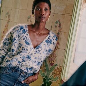 Sezane Lisete Cardigan Peonies